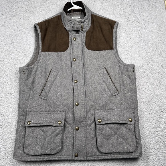 Jos. A. Bank Other - Jos. A. Bank 1905 Vest Mens XL Gray Wool Herringbone Quilted Tweed Field Pockets